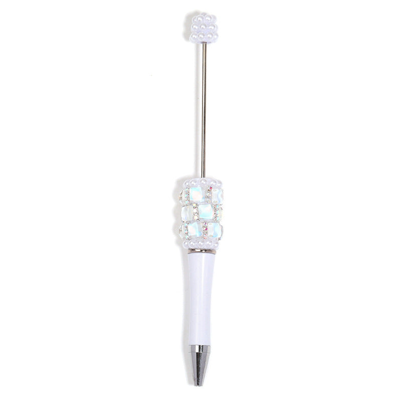 Wholesale  5pcs/pack Square diamond pearl bead pen,  multi-color plastic rotating ballpoint pen